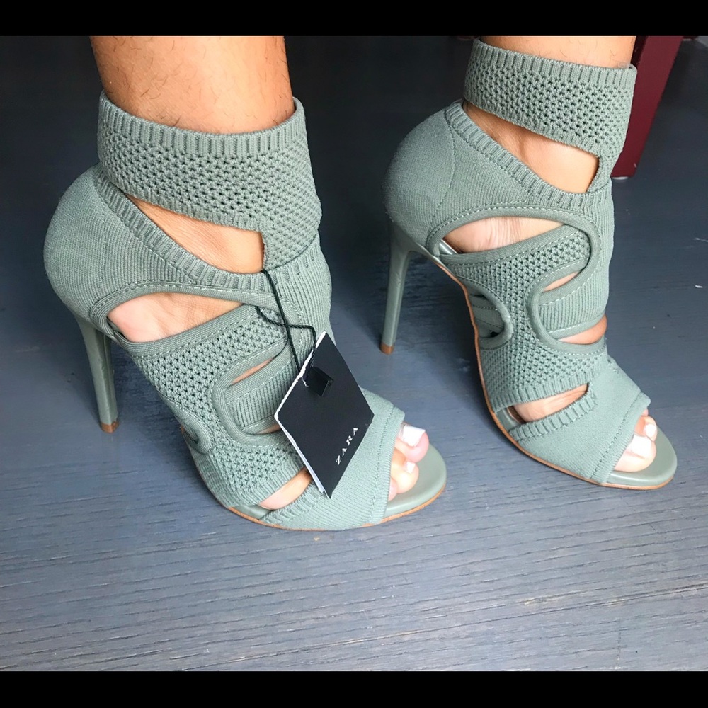 Zara green stretchy heels